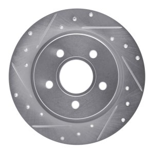 Ford Focus Brake Rotor (1) - Rear Left - R1 Concepts - Drilled & Slotted - Silver - `12-`18